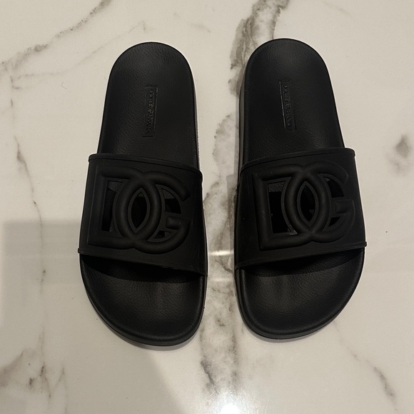 Dolce & Gabbana Black Logo Slide Sandals